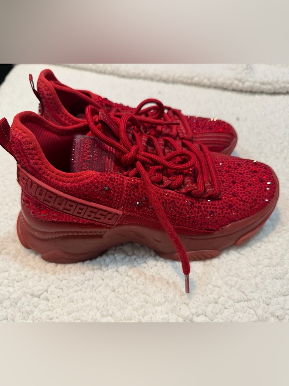 Steve Madden Red Embellished Low-Top Sneakers